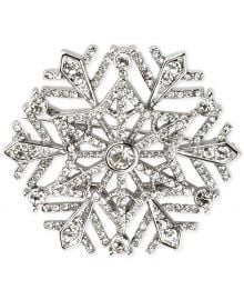 Holiday Lane Silver-Tone Crystal Snowflake Brooch at Macys